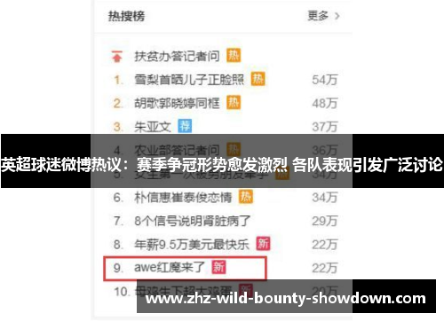 英超球迷微博热议：赛季争冠形势愈发激烈 各队表现引发广泛讨论