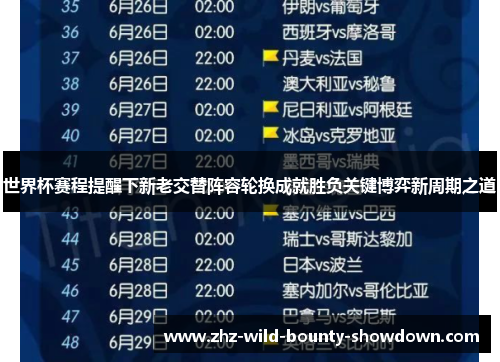 世界杯赛程提醒下新老交替阵容轮换成就胜负关键博弈新周期之道 世界杯赛程提醒下新老交替阵容轮换成就胜负关键博弈新周期之道